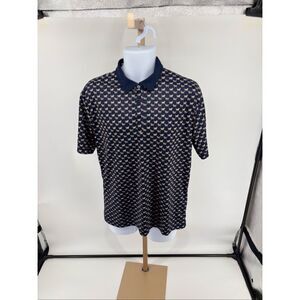 Swannies Golf Performance Polo Shirt Mens Size M Navy Dog Print Bobby Jones
